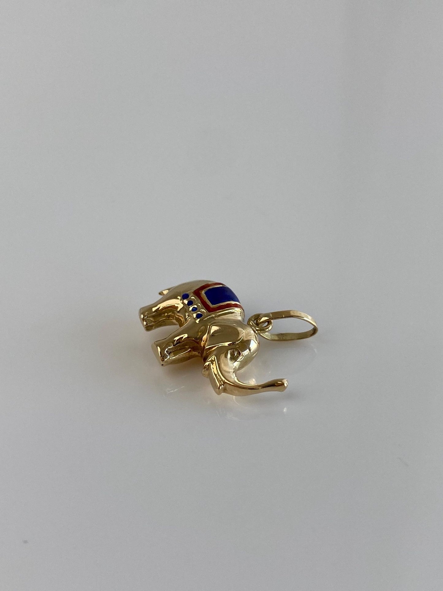 Vintage 14k Yellow Gold Enamel Elephant Charm