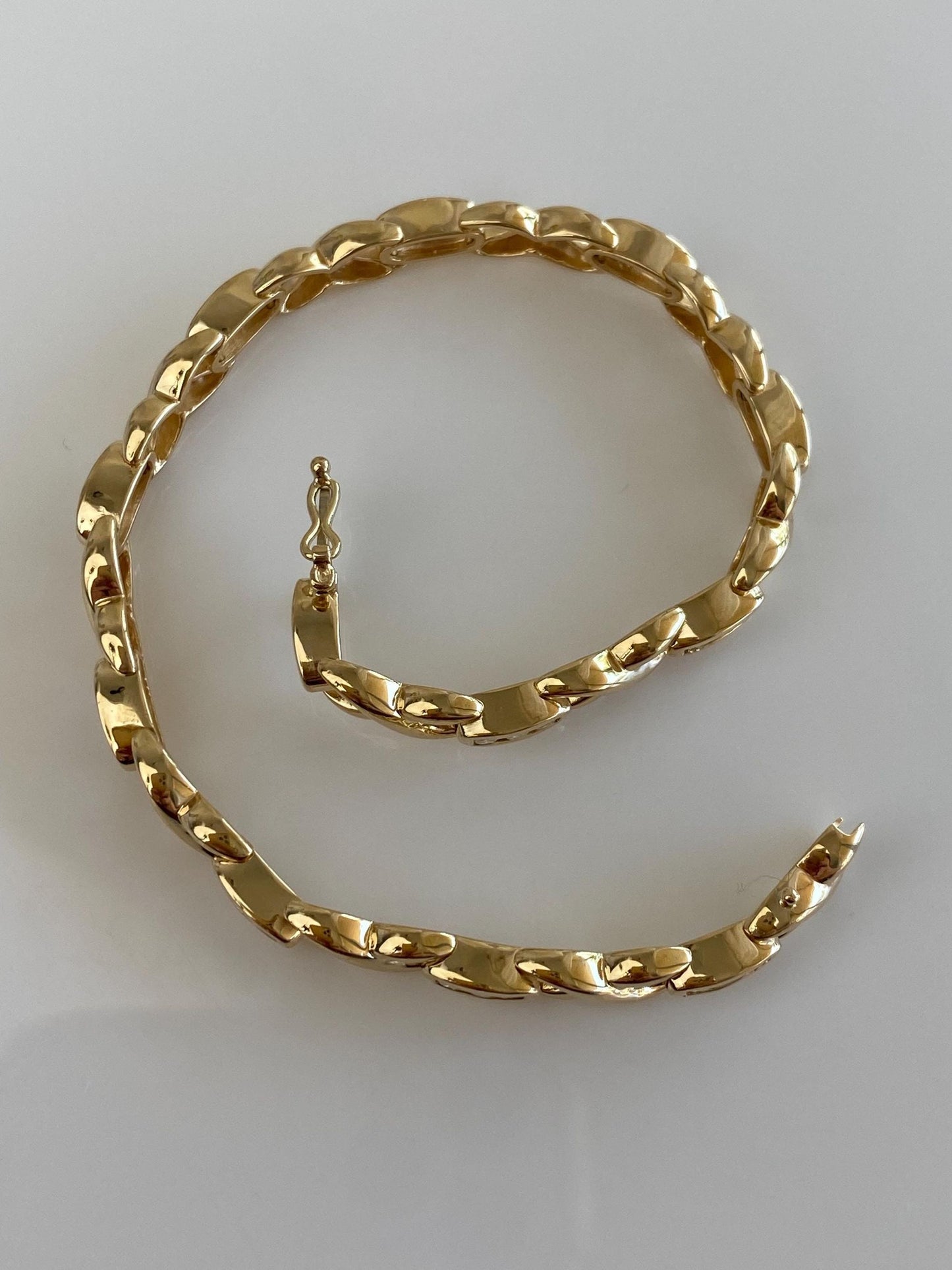 Vintage Solid 14k Yellow Gold Diamond X Link Bracelet - 7.25 Inches