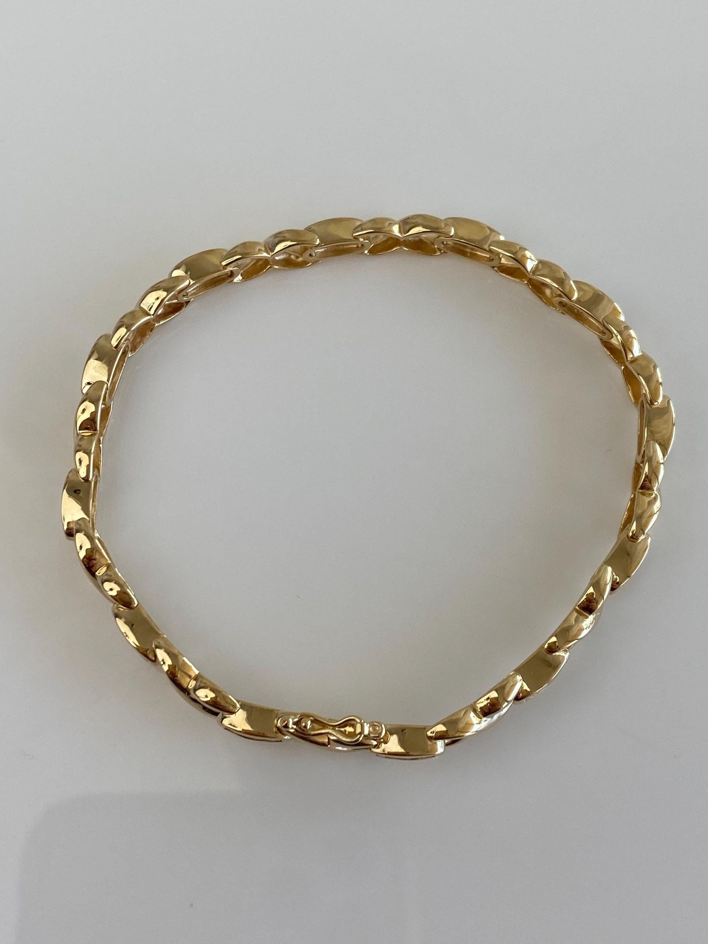 Vintage Solid 14k Yellow Gold Diamond X Link Bracelet - 7.25 Inches