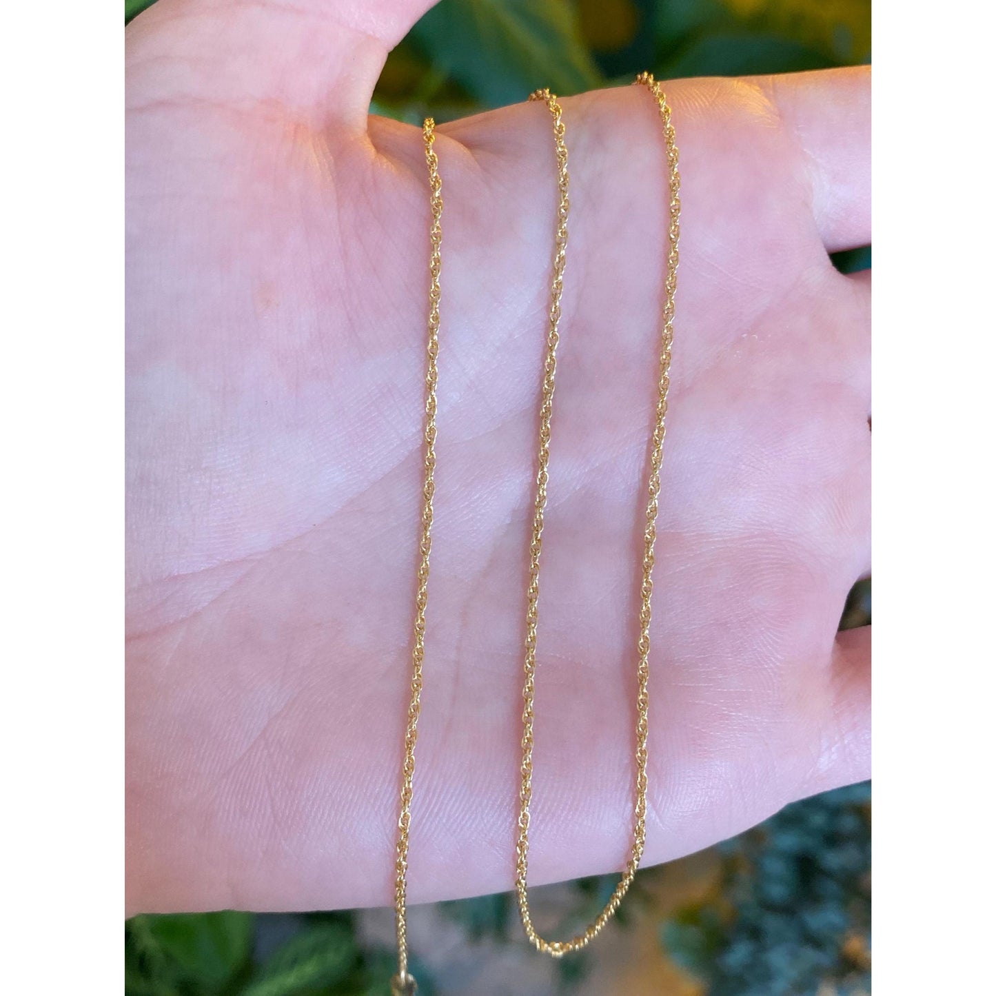 Vintage Solid 14k Yellow Gold Dainty Chain Necklace - 15 inches
