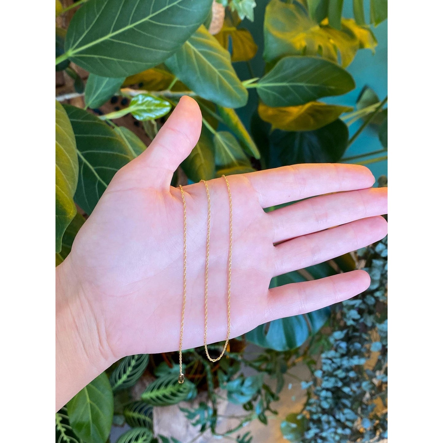 Vintage Solid 14k Yellow Gold Dainty Chain Necklace - 15 inches