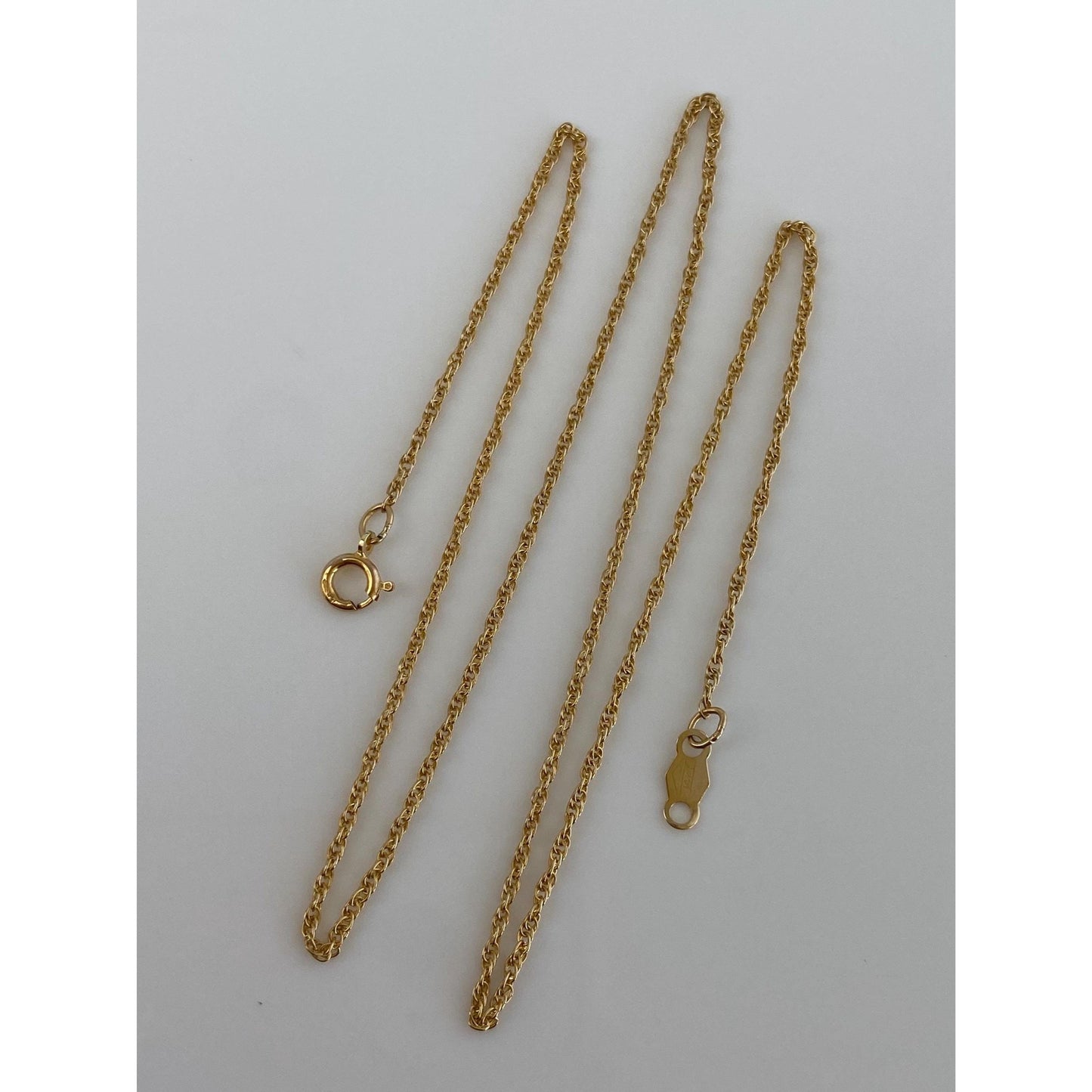 Vintage Solid 14k Yellow Gold Dainty Chain Necklace - 15 inches