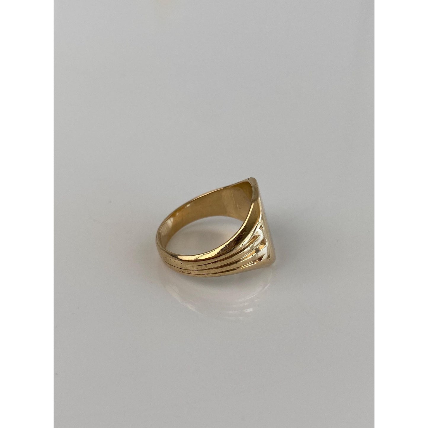 Vintage Solid 14k Yellow Gold Monogram Signet Ring - Size 4.5