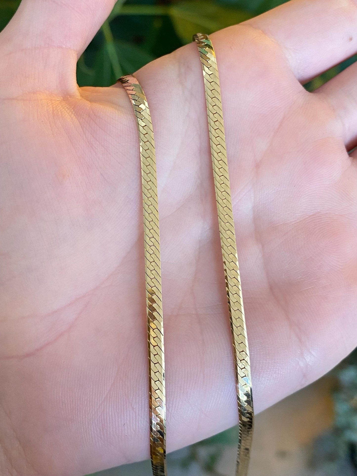 Vintage Solid 14k Yellow Gold Herringbone Chain Necklace - 20.25 inches