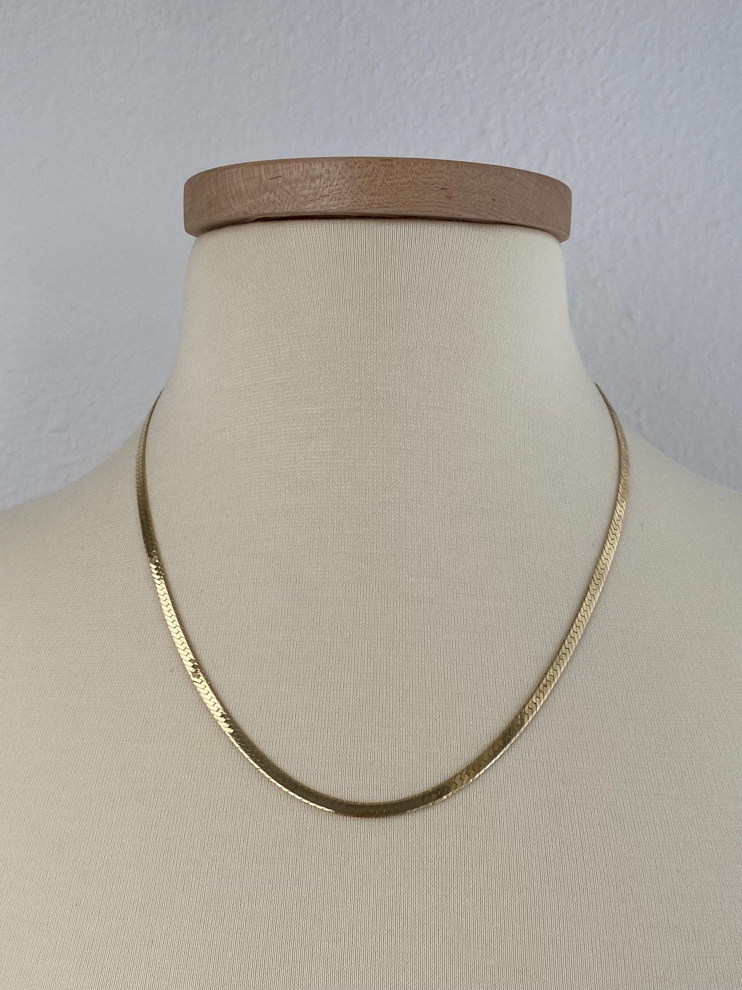 Vintage Solid 14k Yellow Gold Herringbone Chain Necklace - 20.25 inches