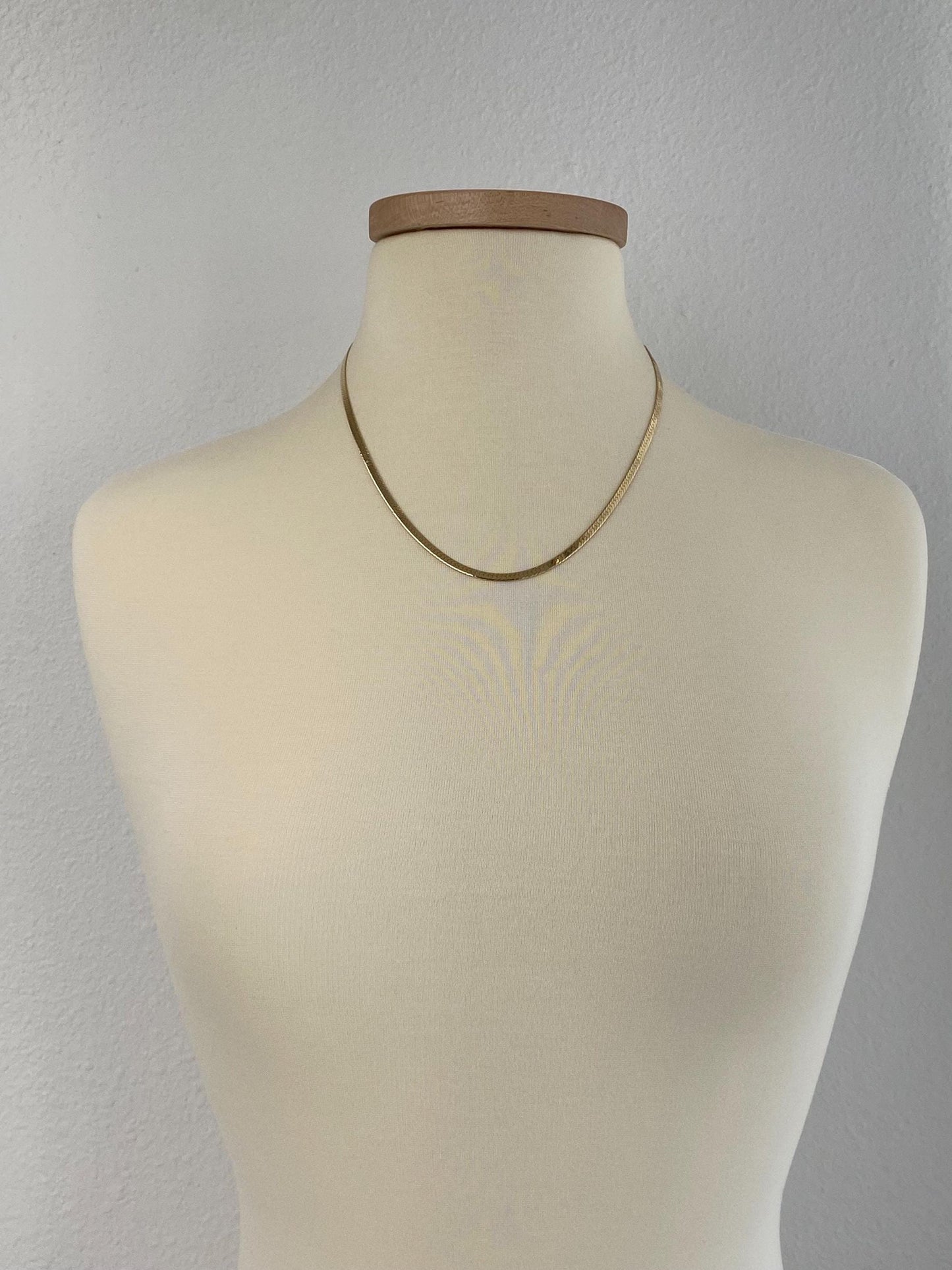 Vintage Solid 14k Yellow Gold Herringbone Chain Necklace - 20.25 inches