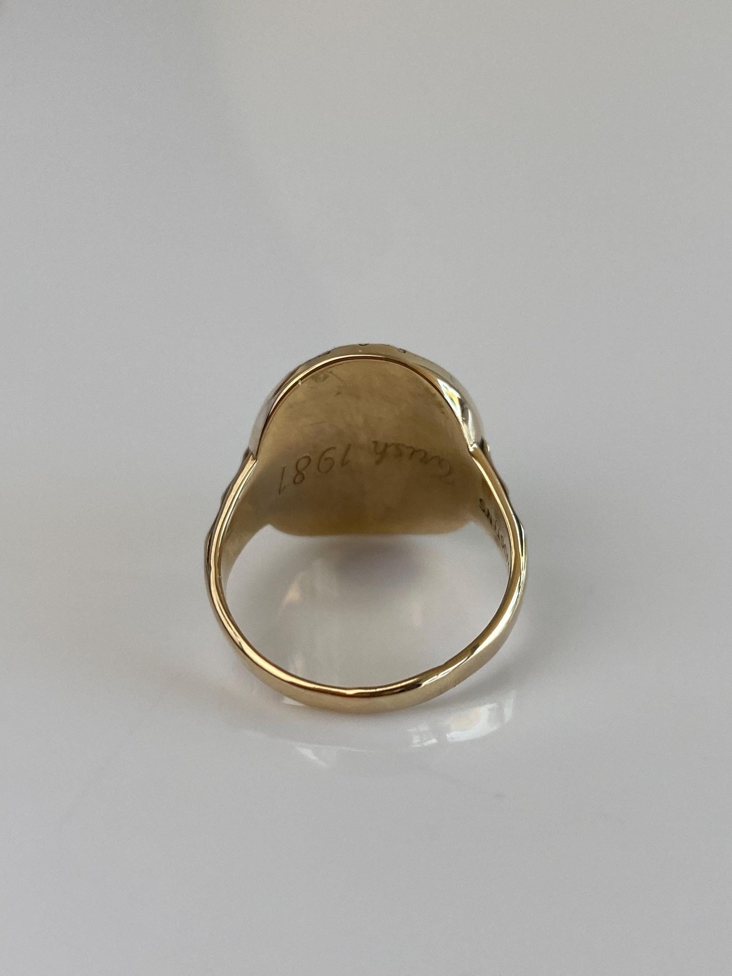 Vintage Solid 10k Yellow Gold Turquoise Ring - Size 7