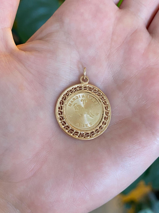 Vintage Solid 14k Yellow Gold Aries Charm
