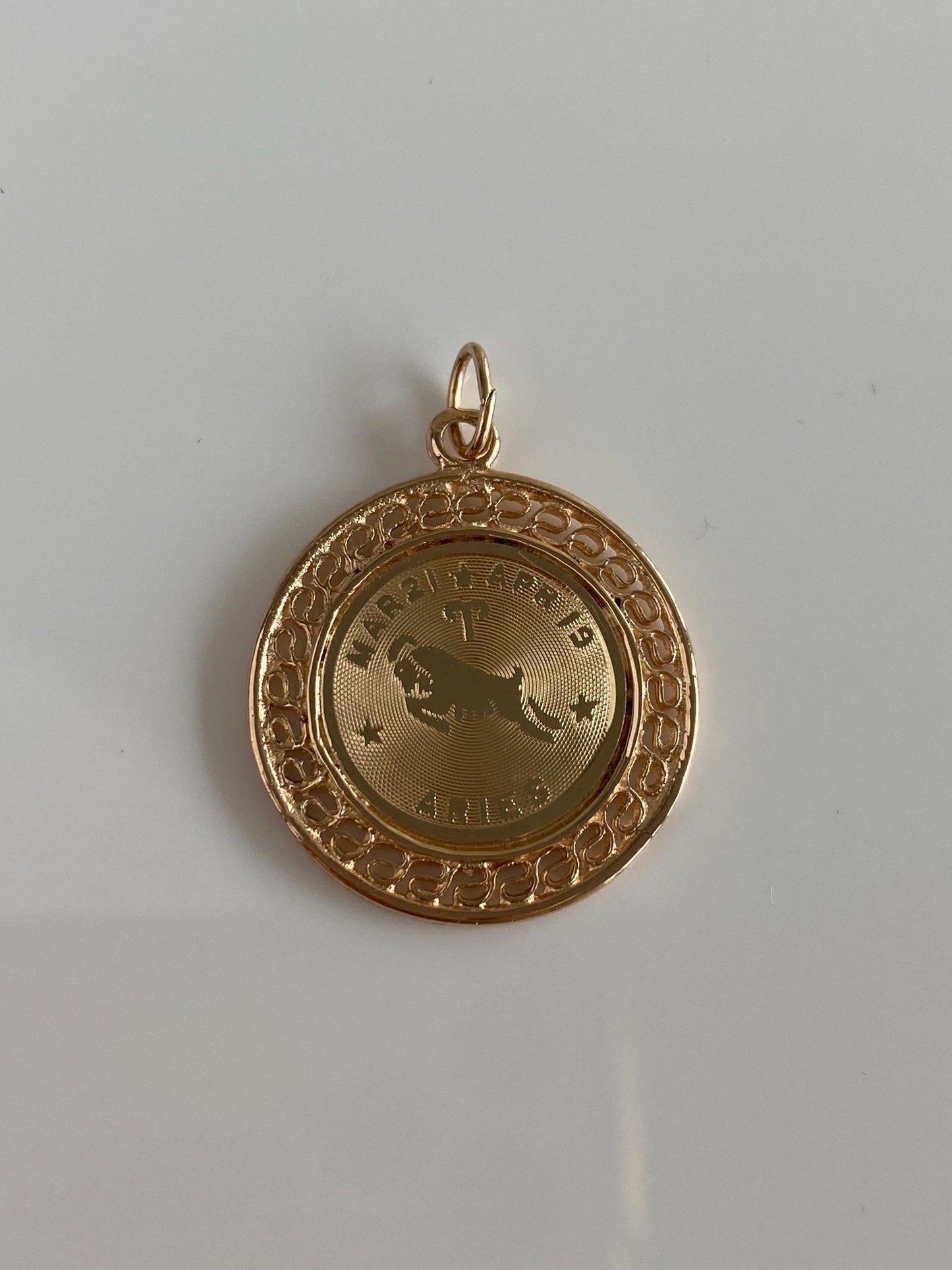 Vintage Solid 14k Yellow Gold Aries Charm