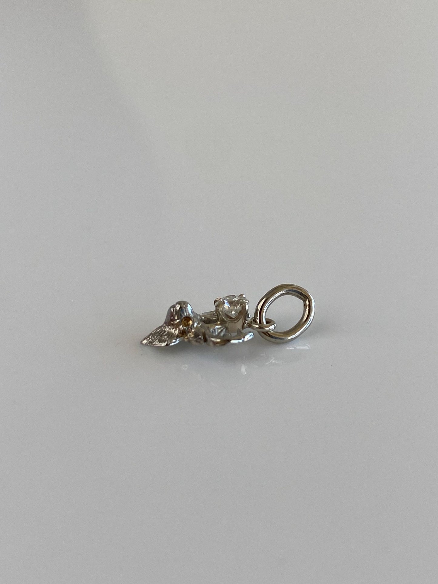 Vintage Solid 14k White Gold Diamond Buck Charm