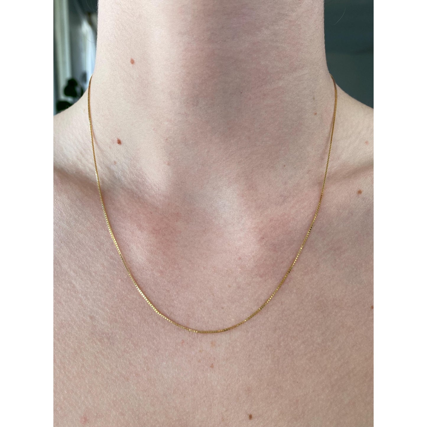 Vintage Solid 14k Yellow Gold Box Chain Necklace - 18 inches