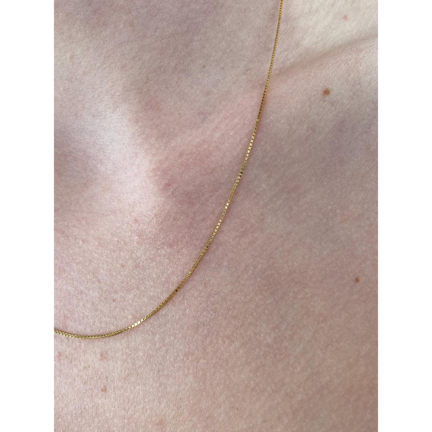 Vintage Solid 14k Yellow Gold Box Chain Necklace - 18 inches