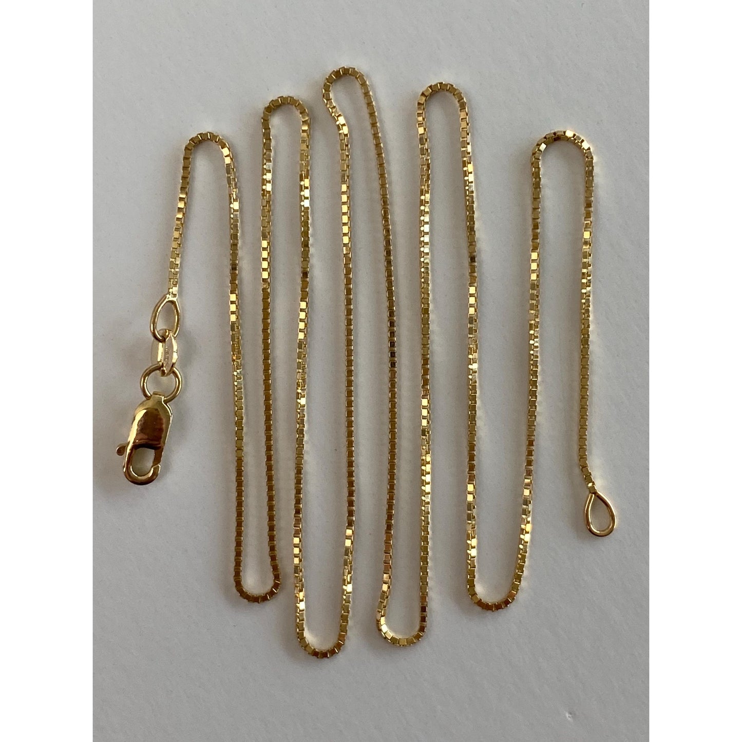 Vintage Solid 14k Yellow Gold Box Chain Necklace - 18 inches