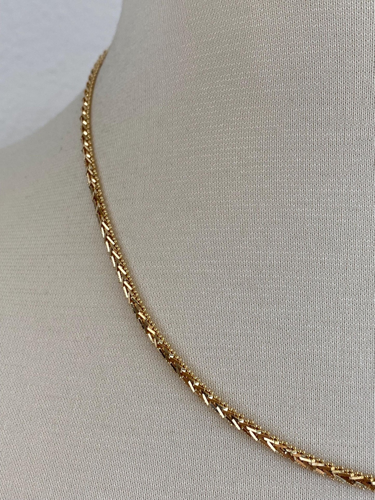 Vintage Solid 18k Yellow Gold Fancy Chain Necklace - 18.25 inches