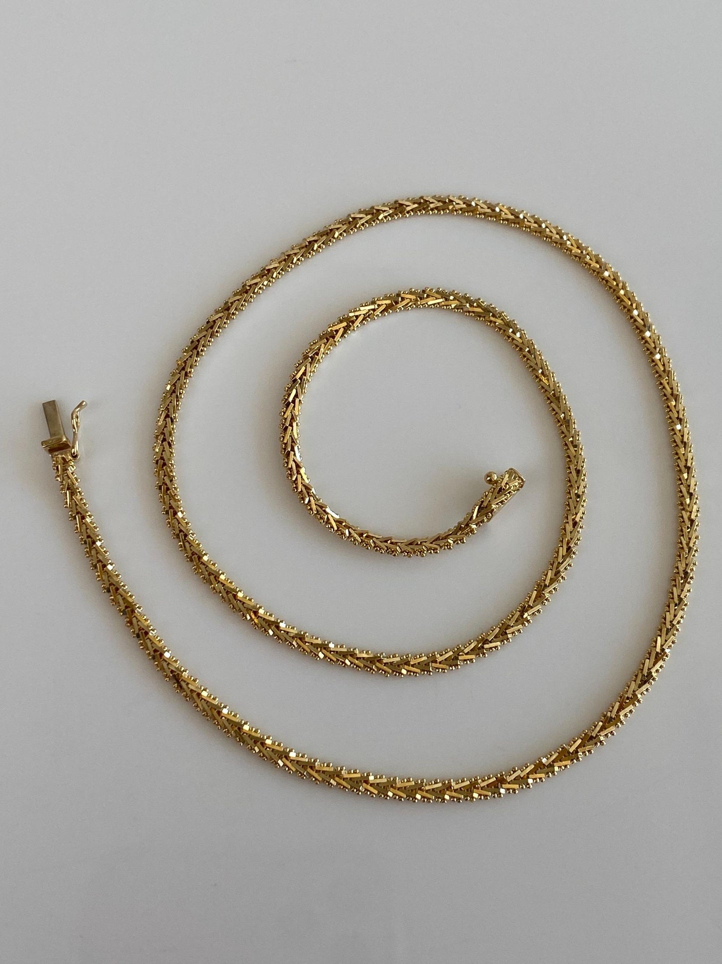 Vintage Solid 18k Yellow Gold Fancy Chain Necklace - 18.25 inches