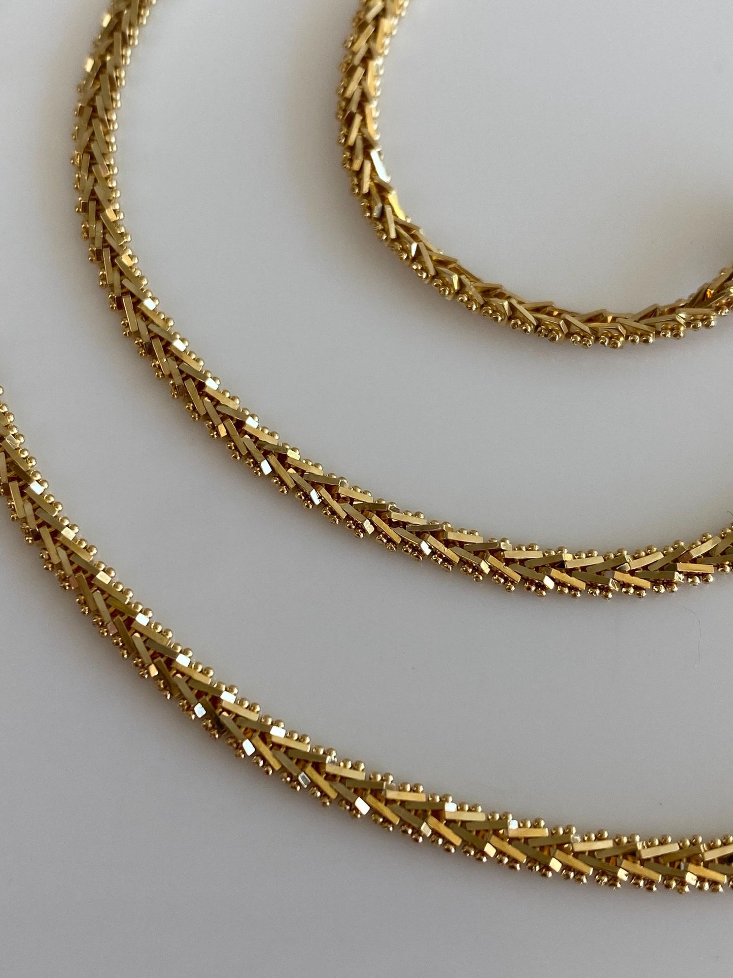 Vintage Solid 18k Yellow Gold Fancy Chain Necklace - 18.25 inches