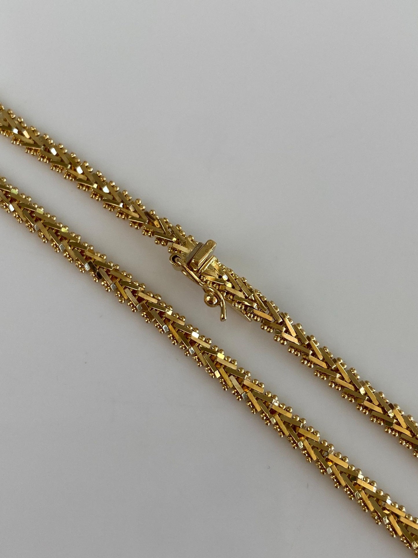 Vintage Solid 18k Yellow Gold Fancy Chain Necklace - 18.25 inches