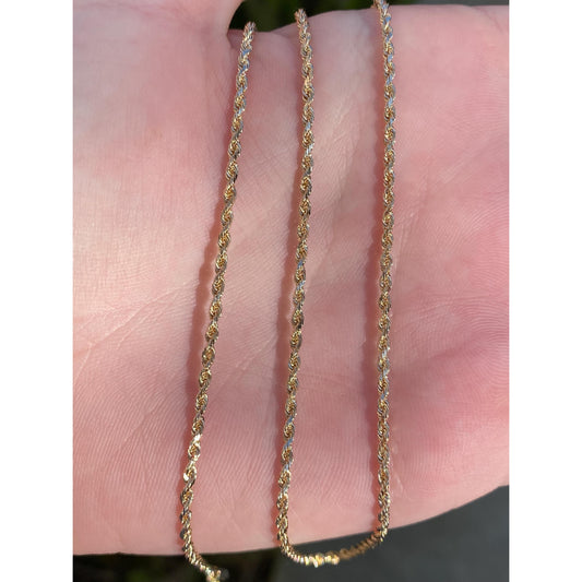 Vintage Solid 14k Yellow Gold Rope Chain Necklace - 24.25 inches