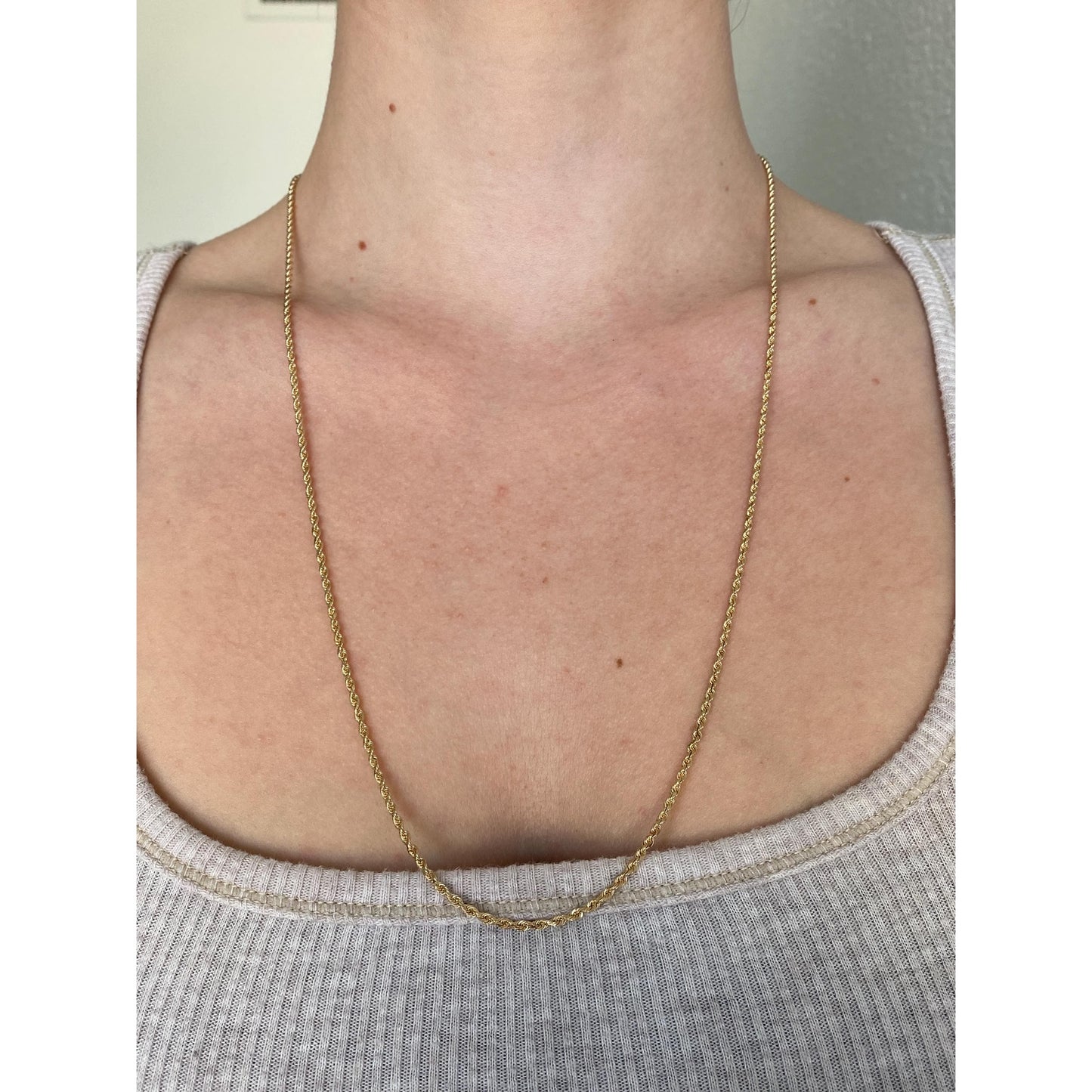 Vintage Solid 14k Yellow Gold Rope Chain Necklace - 24.25 inches