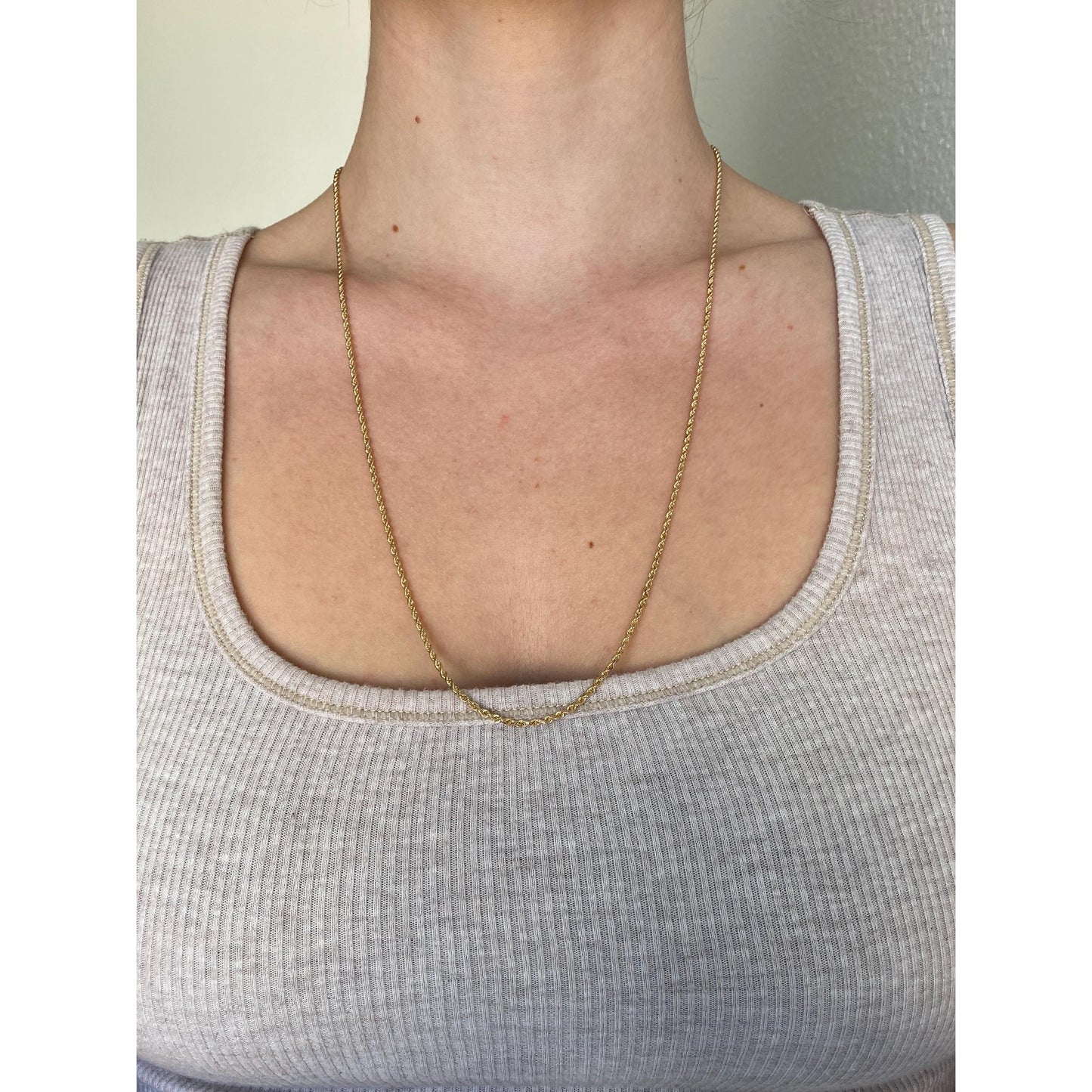 Vintage Solid 14k Yellow Gold Rope Chain Necklace - 24.25 inches