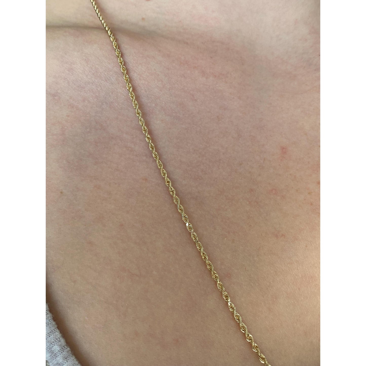 Vintage Solid 14k Yellow Gold Rope Chain Necklace - 24.25 inches