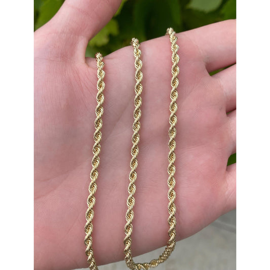 Vintage Solid 14k Yellow Gold Rope Chain Necklace - 20 inches