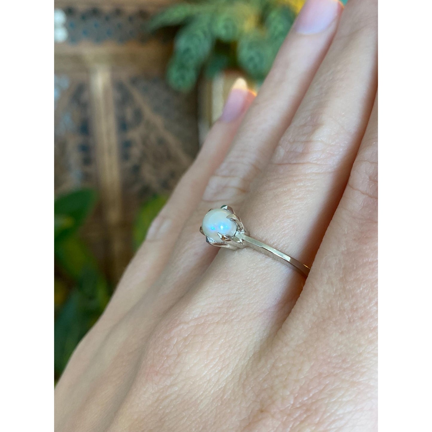 Vintage Solid 10k White Gold Pearl Ring - Size 6.75