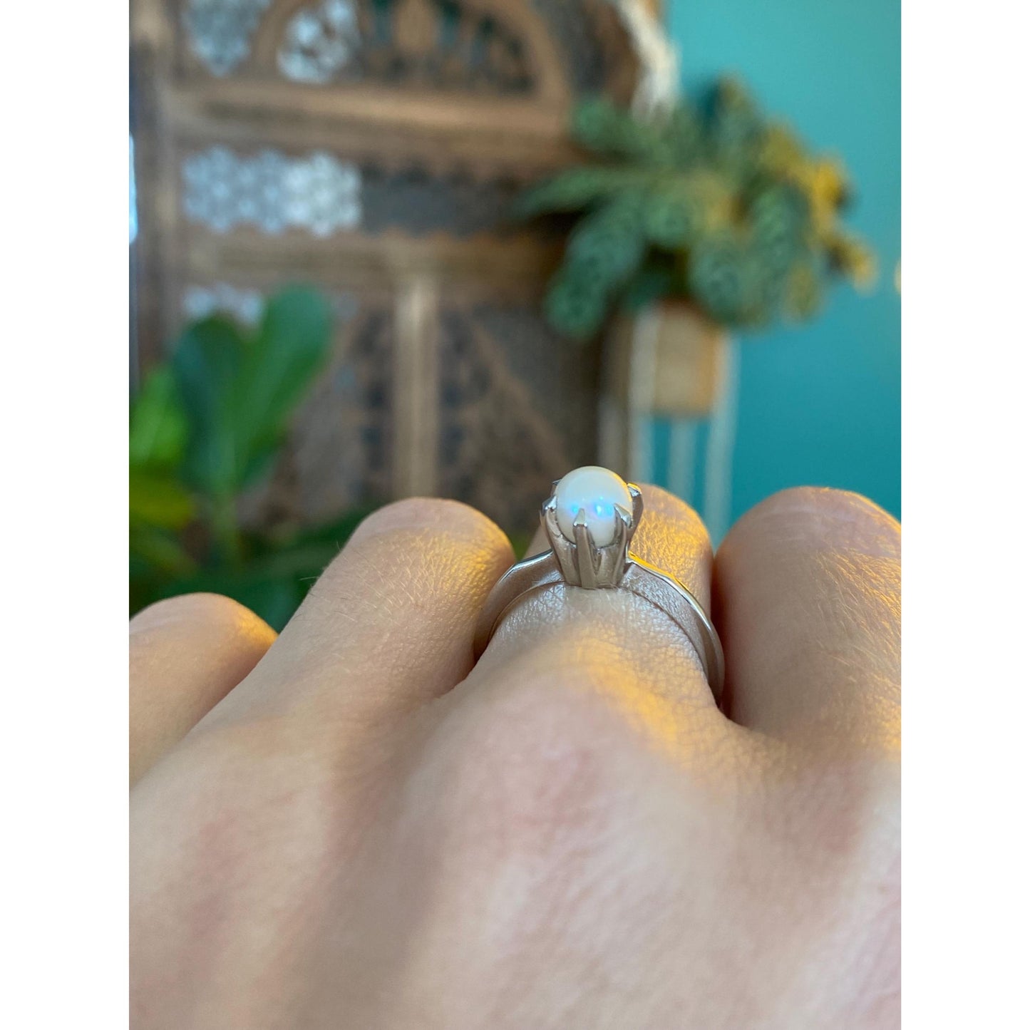 Vintage Solid 10k White Gold Pearl Ring - Size 6.75