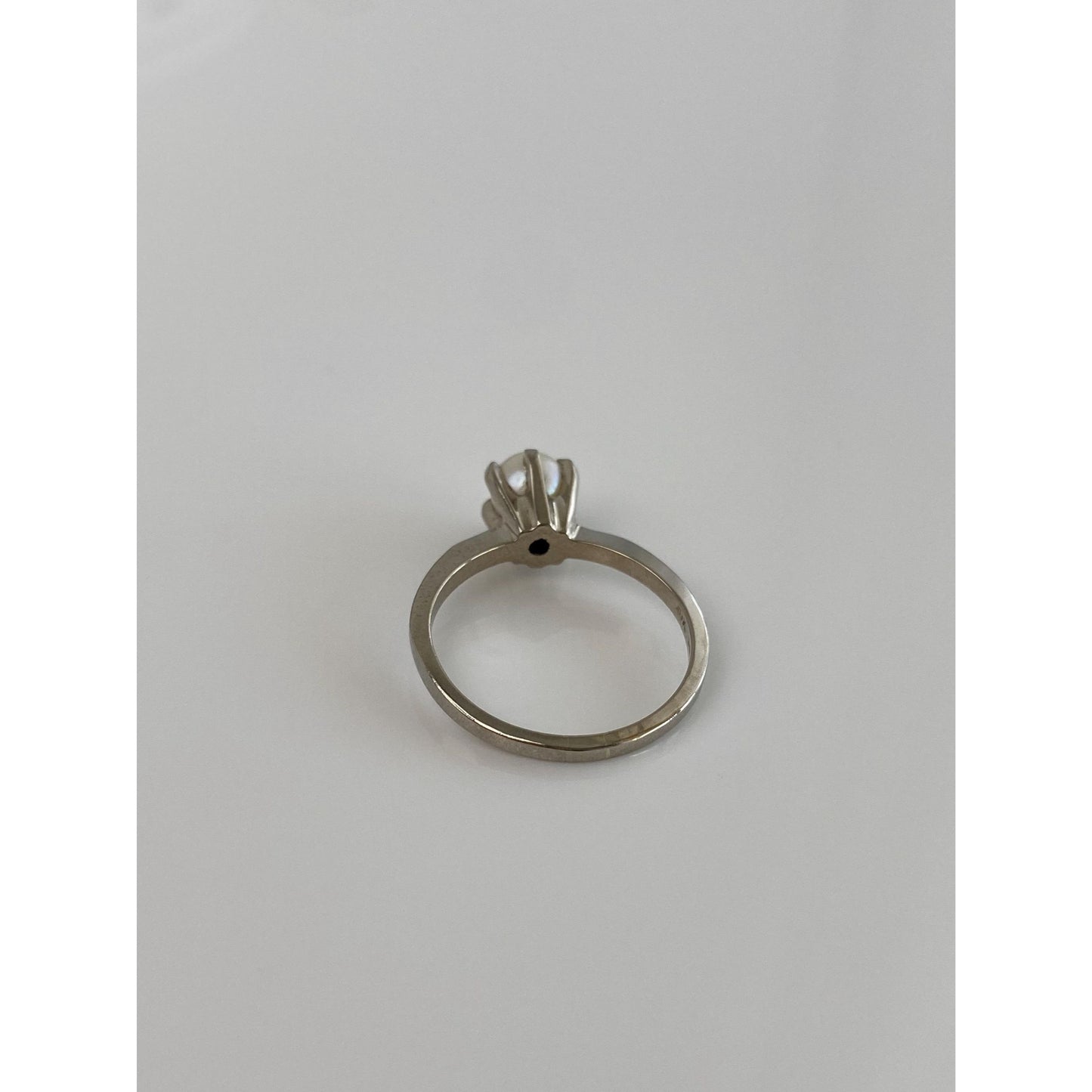 Vintage Solid 10k White Gold Pearl Ring - Size 6.75