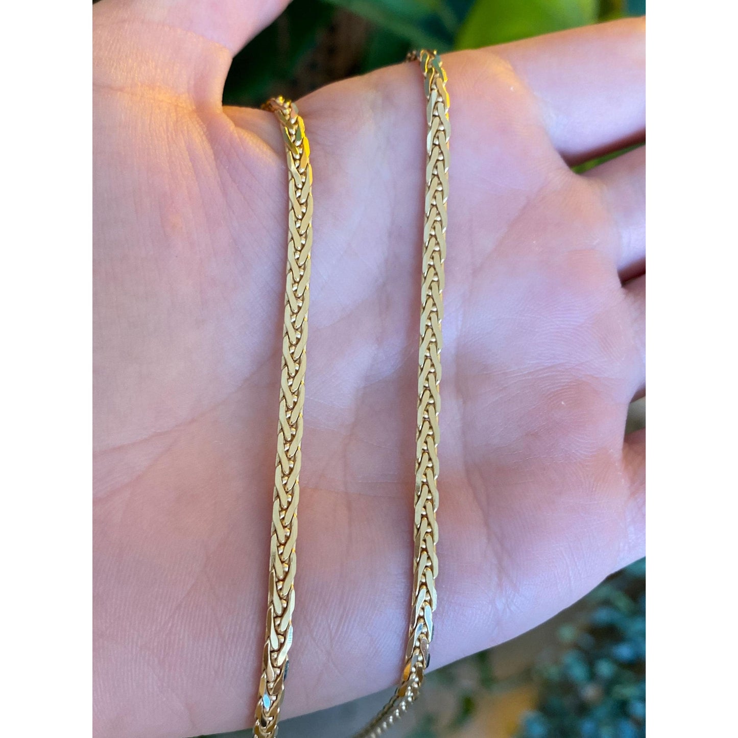Vintage Solid 14k Yellow Gold Fancy Flat Chain Necklace - 18.25 inches