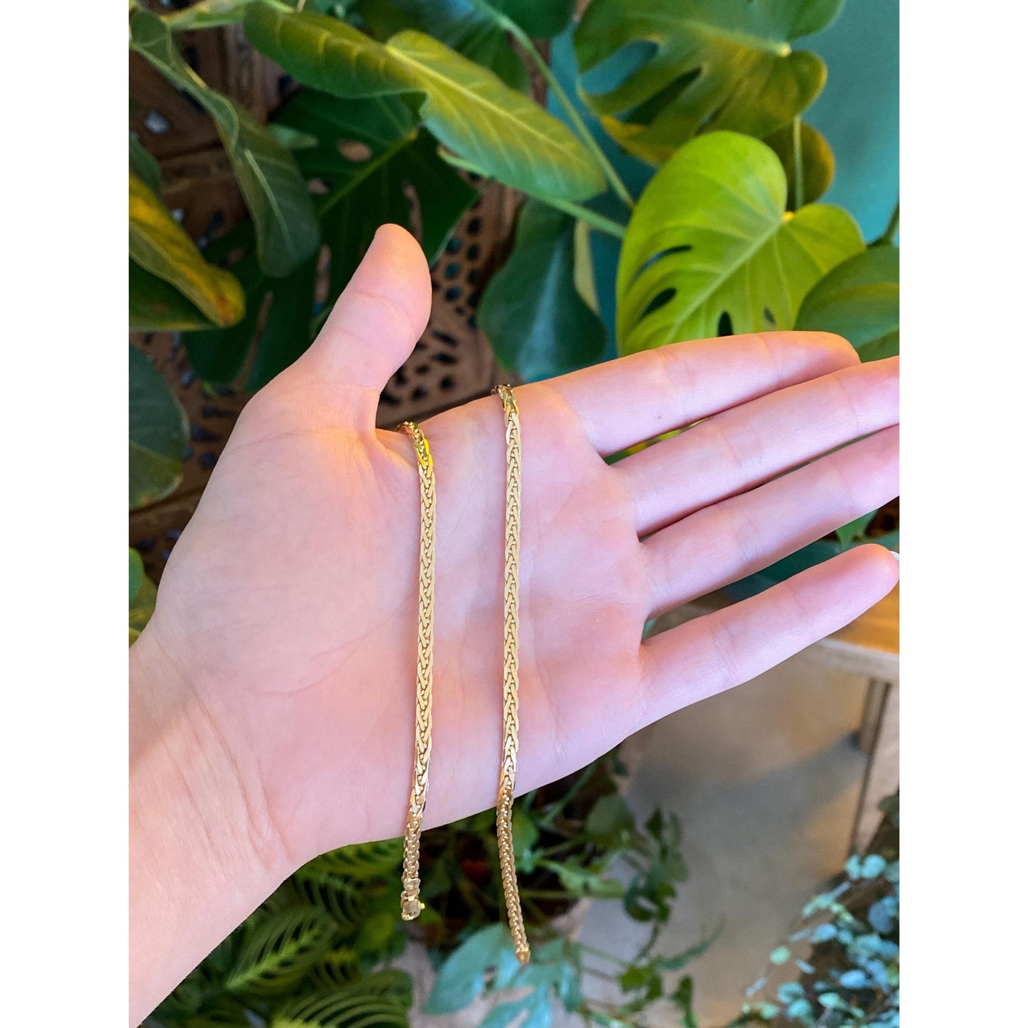 Vintage Solid 14k Yellow Gold Fancy Flat Chain Necklace - 18.25 inches