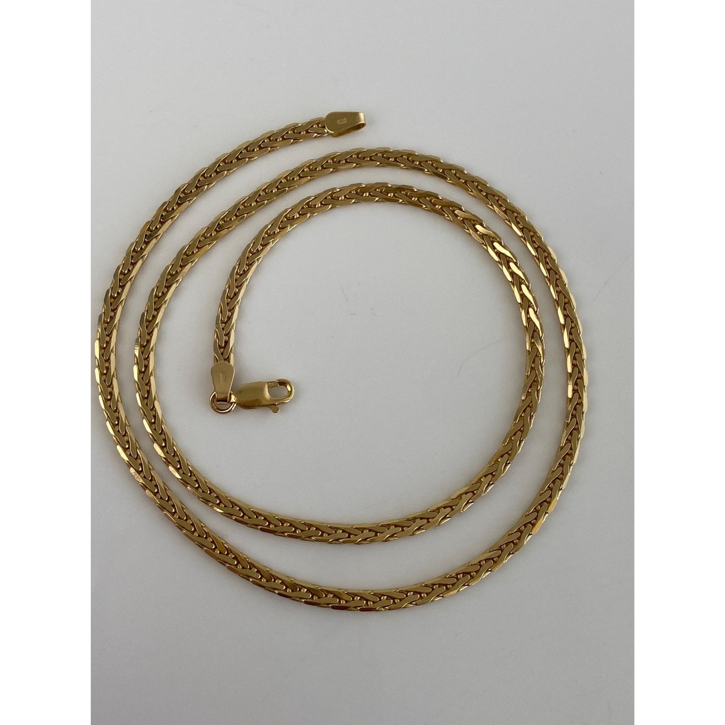 Vintage Solid 14k Yellow Gold Fancy Flat Chain Necklace - 18.25 inches