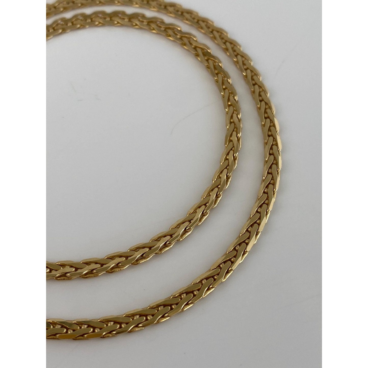 Vintage Solid 14k Yellow Gold Fancy Flat Chain Necklace - 18.25 inches