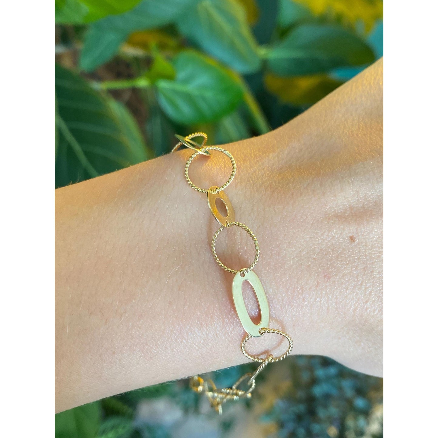 Vintage Solid 14k Yellow Gold Fancy Link Bracelet - 9.5 inches