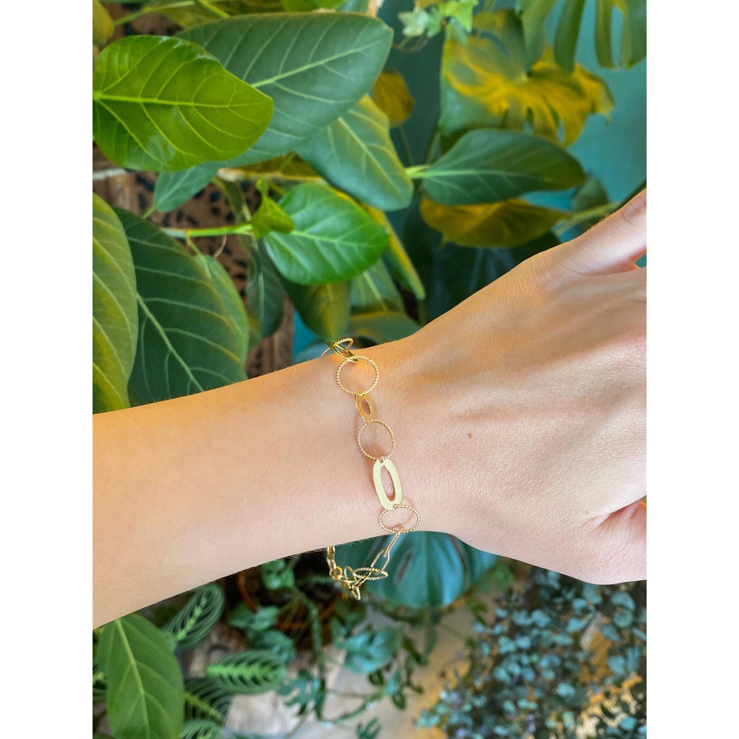 Vintage Solid 14k Yellow Gold Fancy Link Bracelet - 9.5 inches