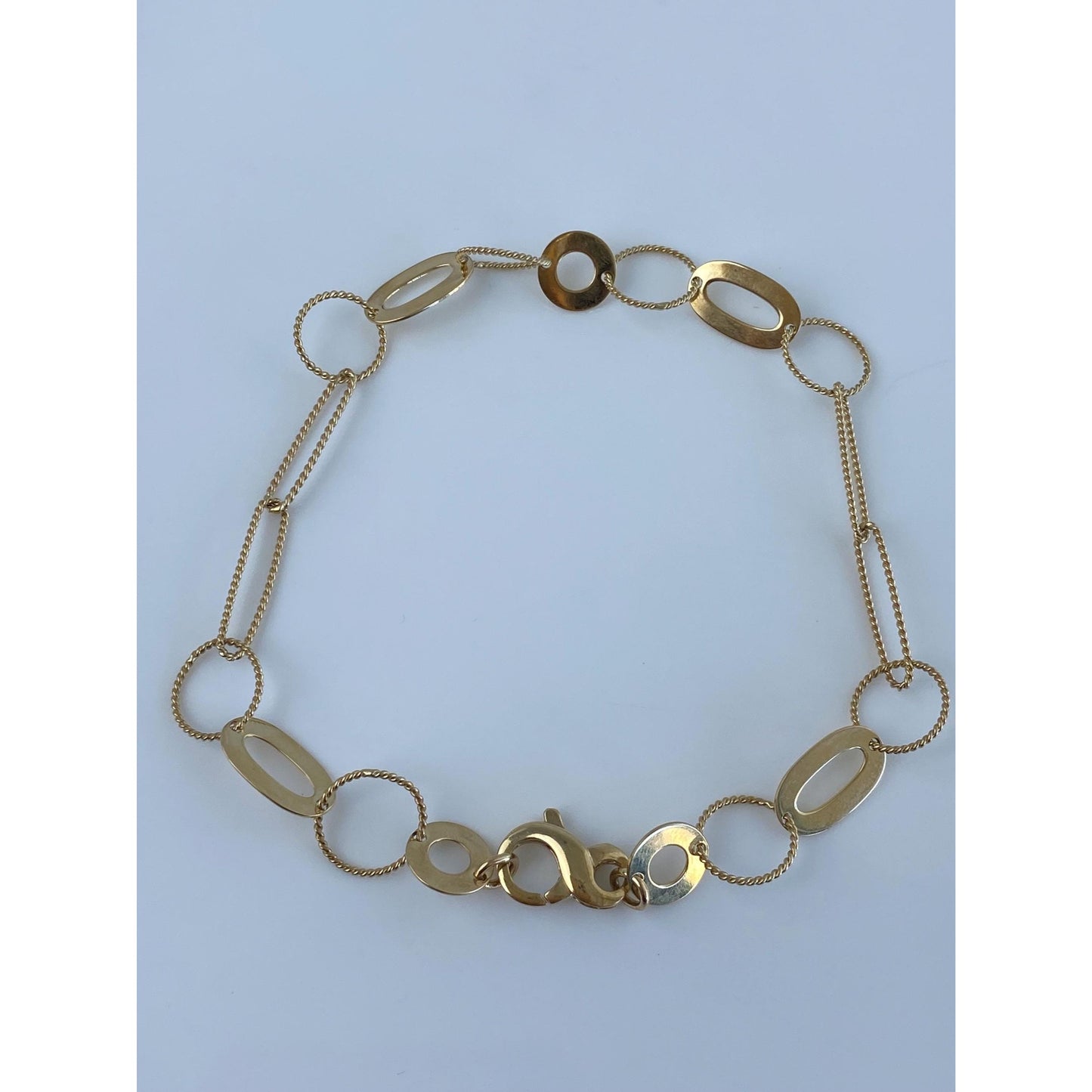 Vintage Solid 14k Yellow Gold Fancy Link Bracelet - 9.5 inches