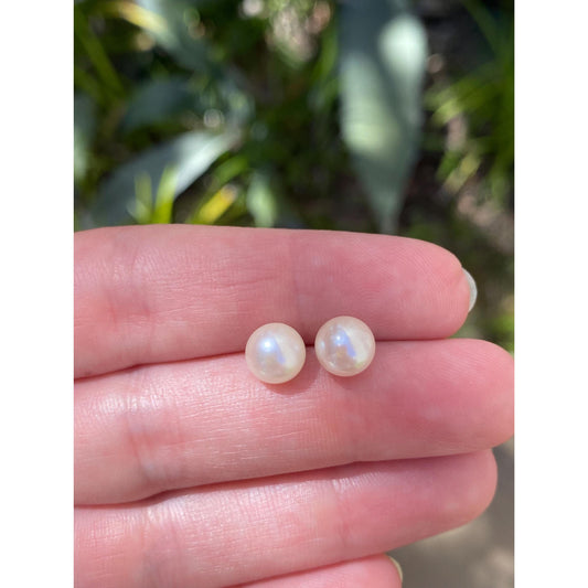Vintage Solid 14k Yellow Gold Pearl Stud Earrings