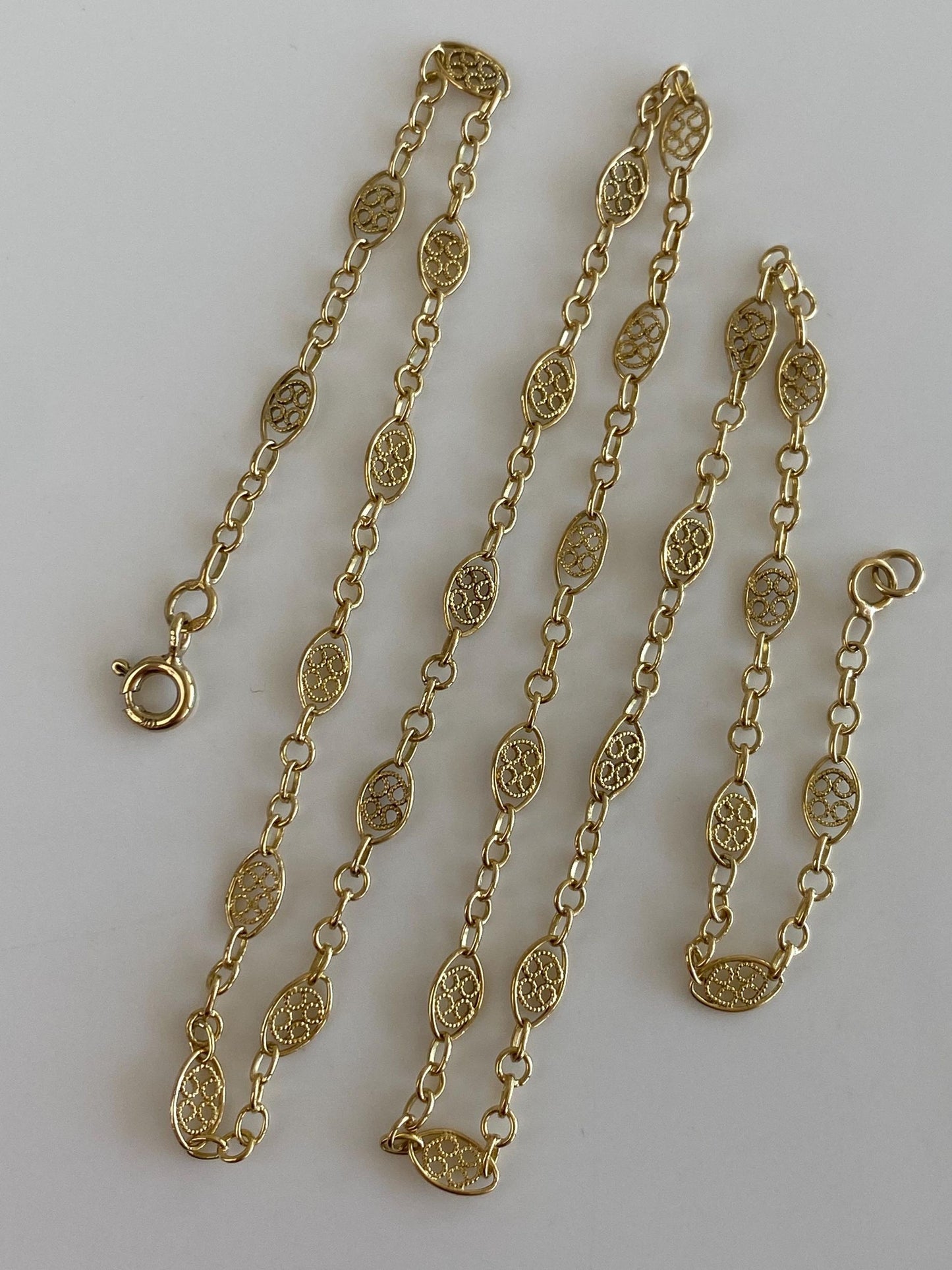 Vintage Solid 18k Yellow Gold Fancy Chain Necklace - 18.25 inches