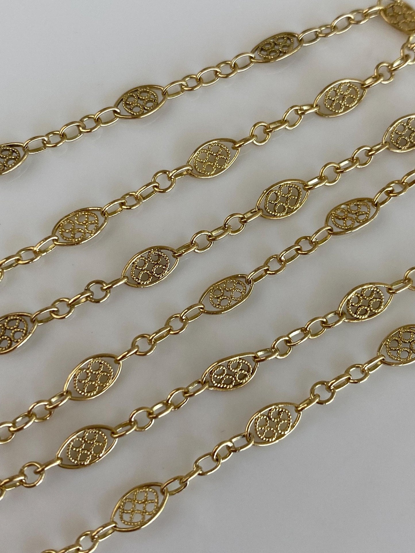 Vintage Solid 18k Yellow Gold Fancy Chain Necklace - 18.25 inches