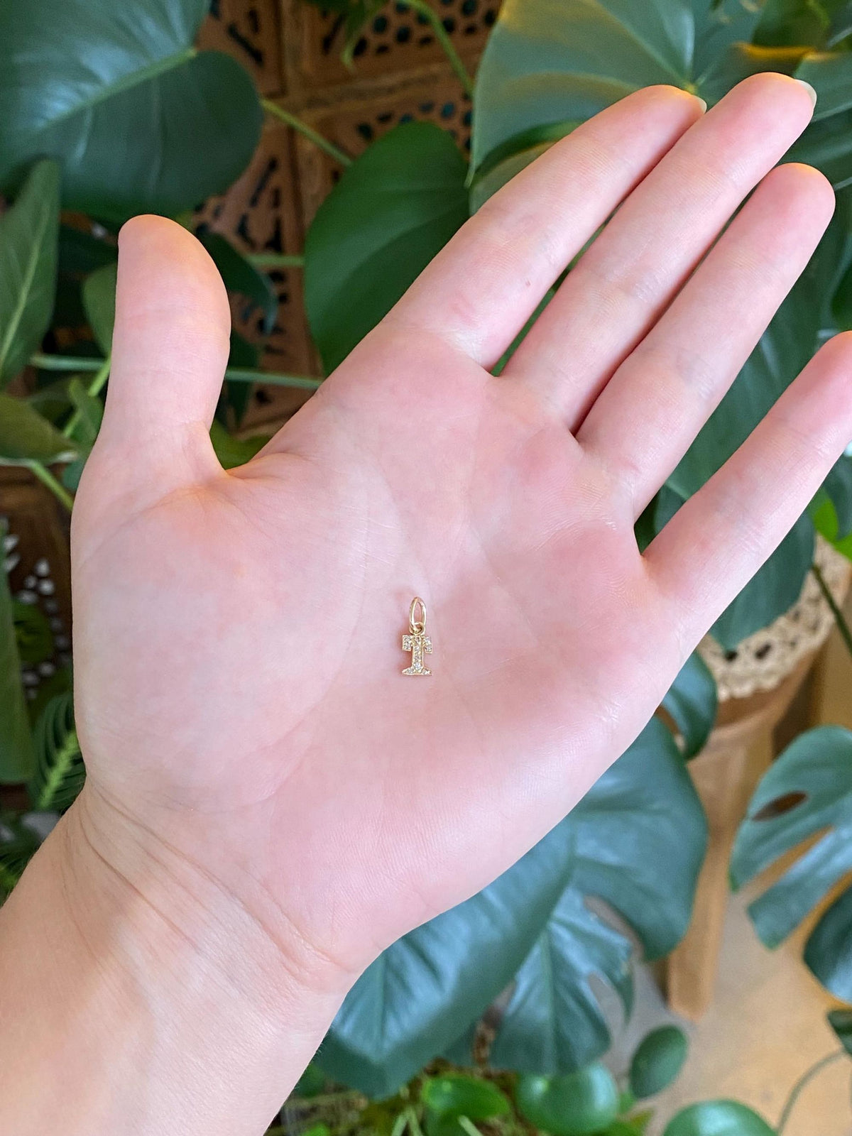 Vintage Solid 14k Yellow Gold Diamonds Initial 'T' Charm