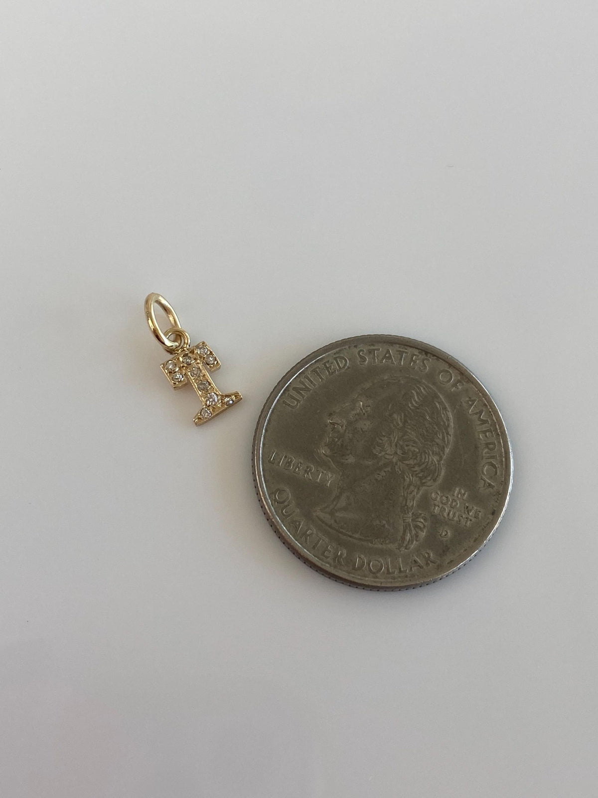 Vintage Solid 14k Yellow Gold Diamonds Initial 'T' Charm