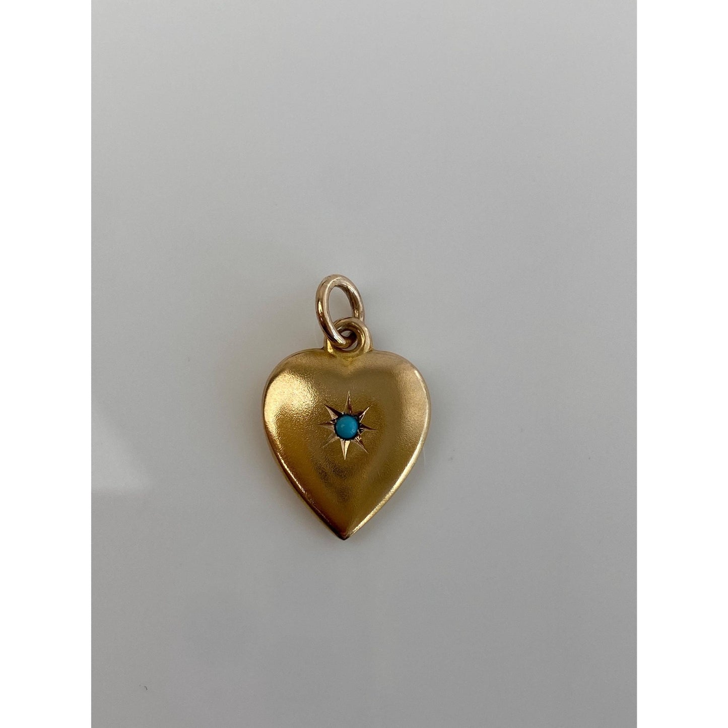 Vintage 10k Yellow Gold Star Set Turquoise Heart Charm