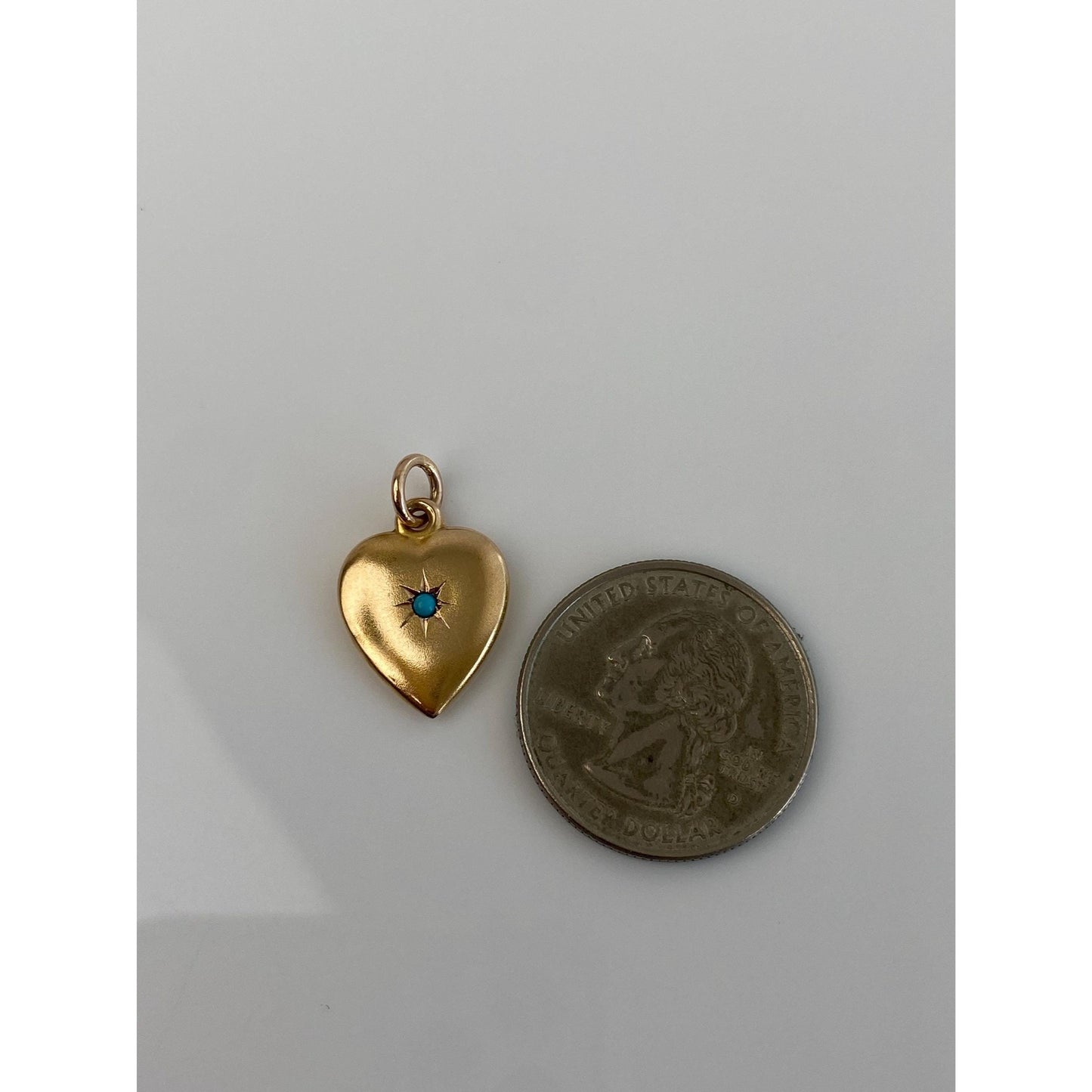 Vintage 10k Yellow Gold Star Set Turquoise Heart Charm