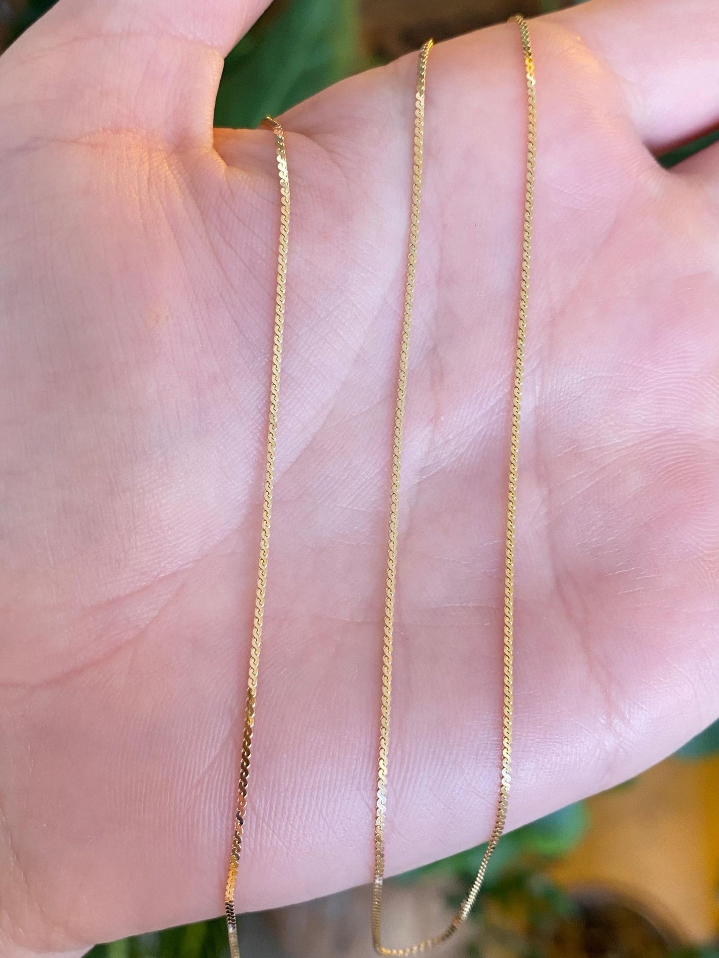 Vintage Solid 14k Yellow Gold Long Serpentine Chain Necklace - 24 inches