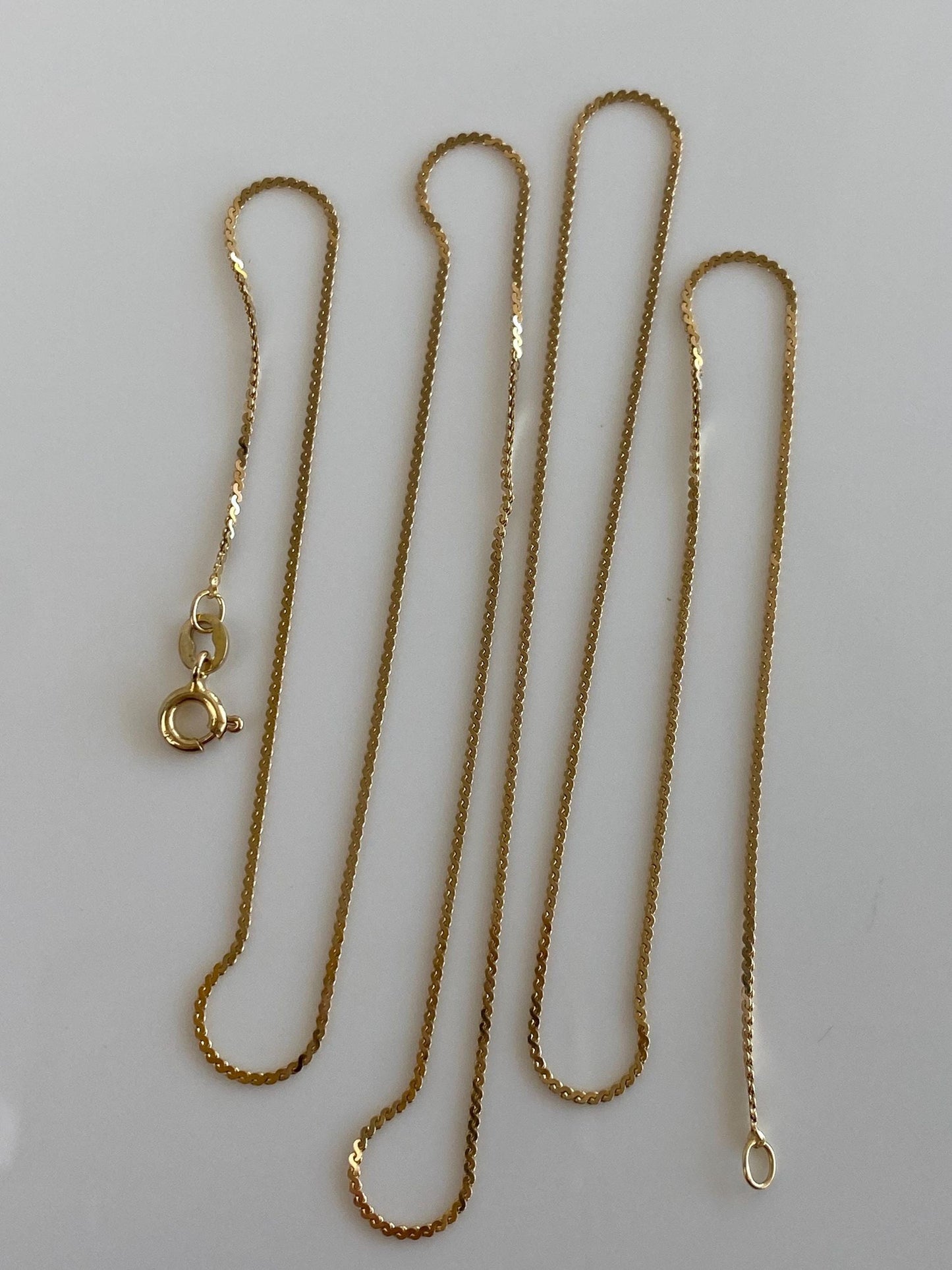 Vintage Solid 14k Yellow Gold Long Serpentine Chain Necklace - 24 inches