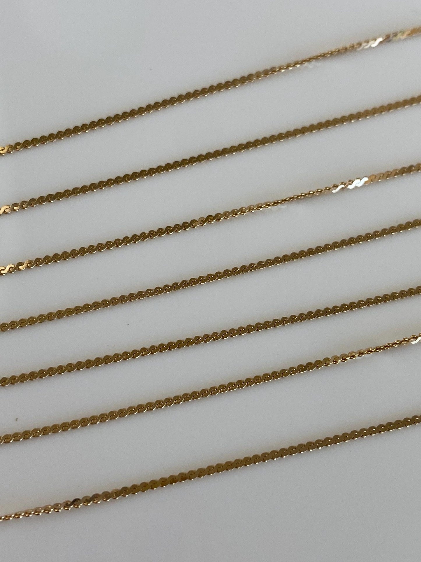 Vintage Solid 14k Yellow Gold Long Serpentine Chain Necklace - 24 inches