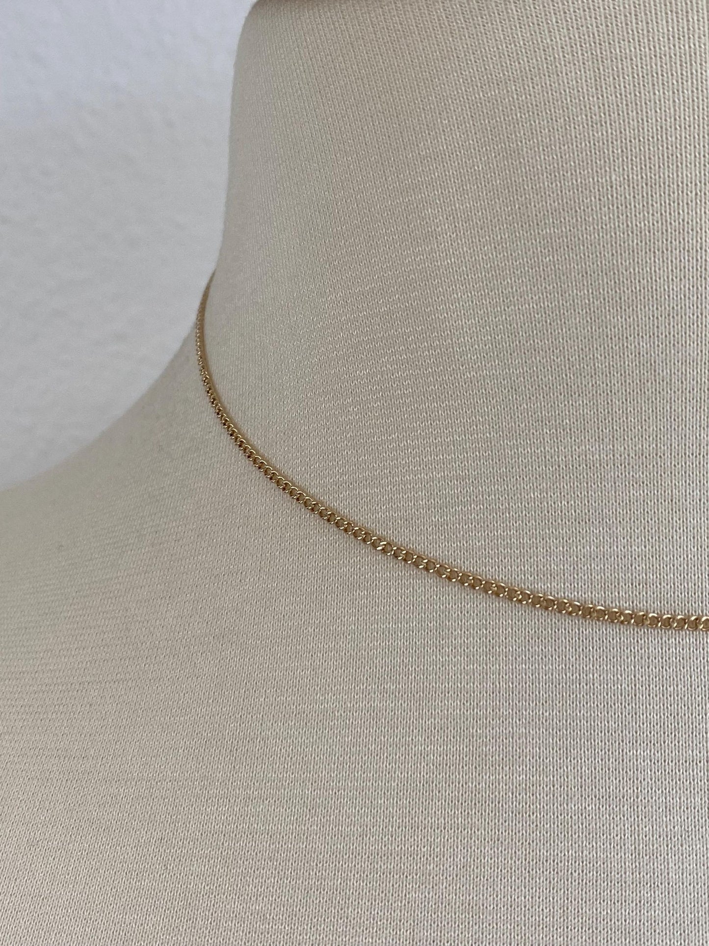 Vintage Solid 10k Yellow Gold Curb Chain Necklace - 15.25 inches