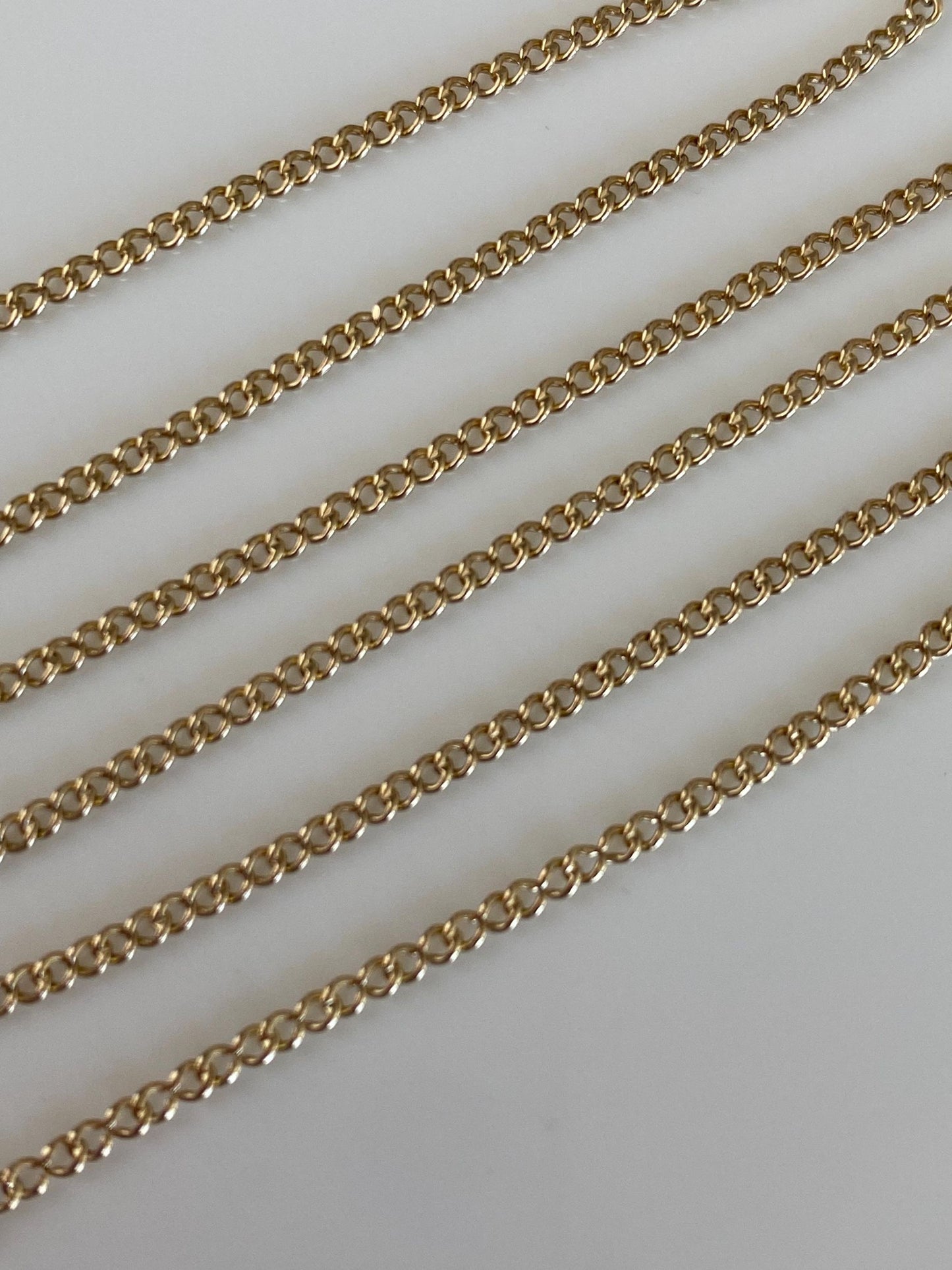 Vintage Solid 10k Yellow Gold Curb Chain Necklace - 15.25 inches