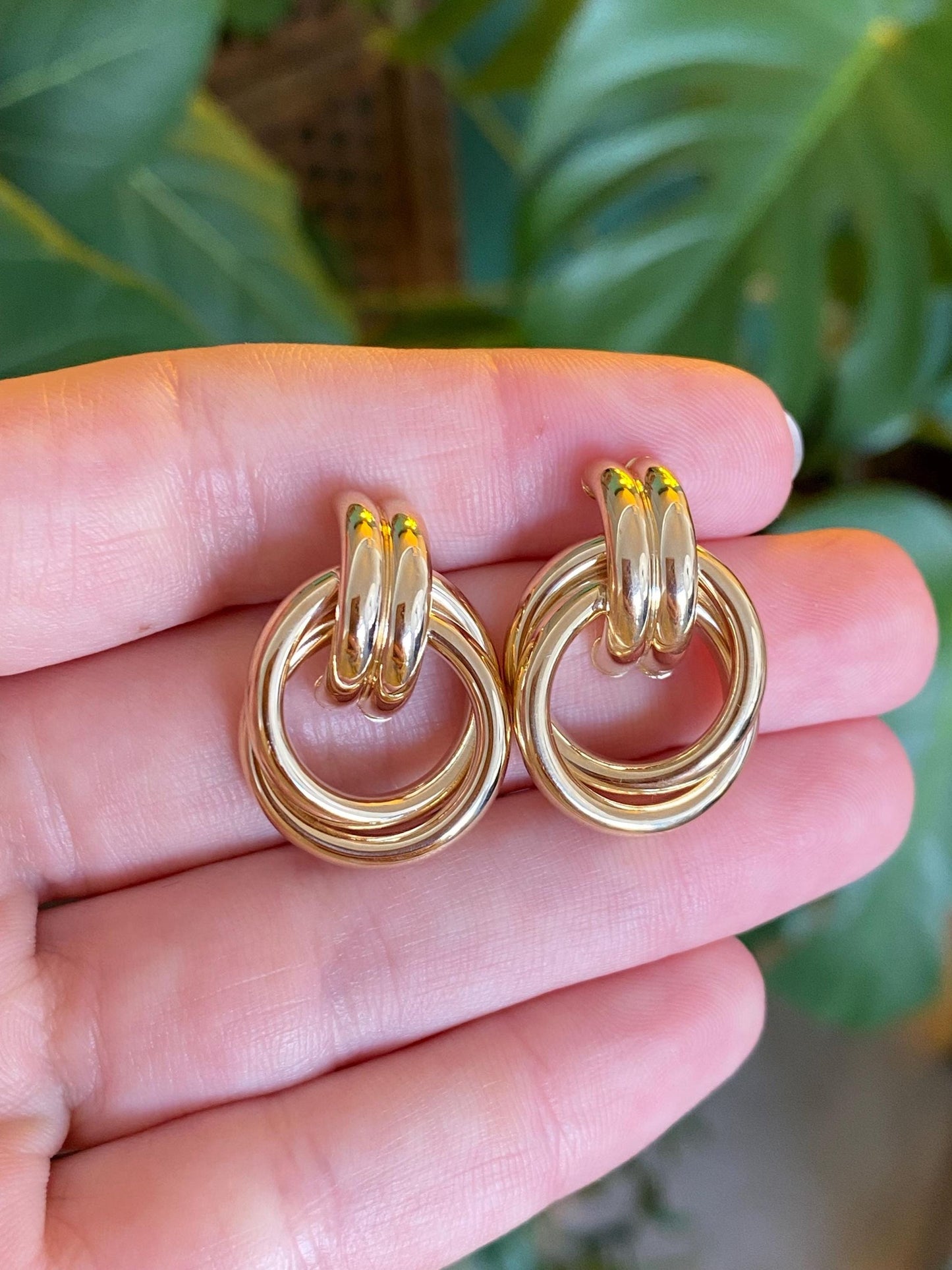 Vintage 14k Yellow Gold Layered Stud Earrings