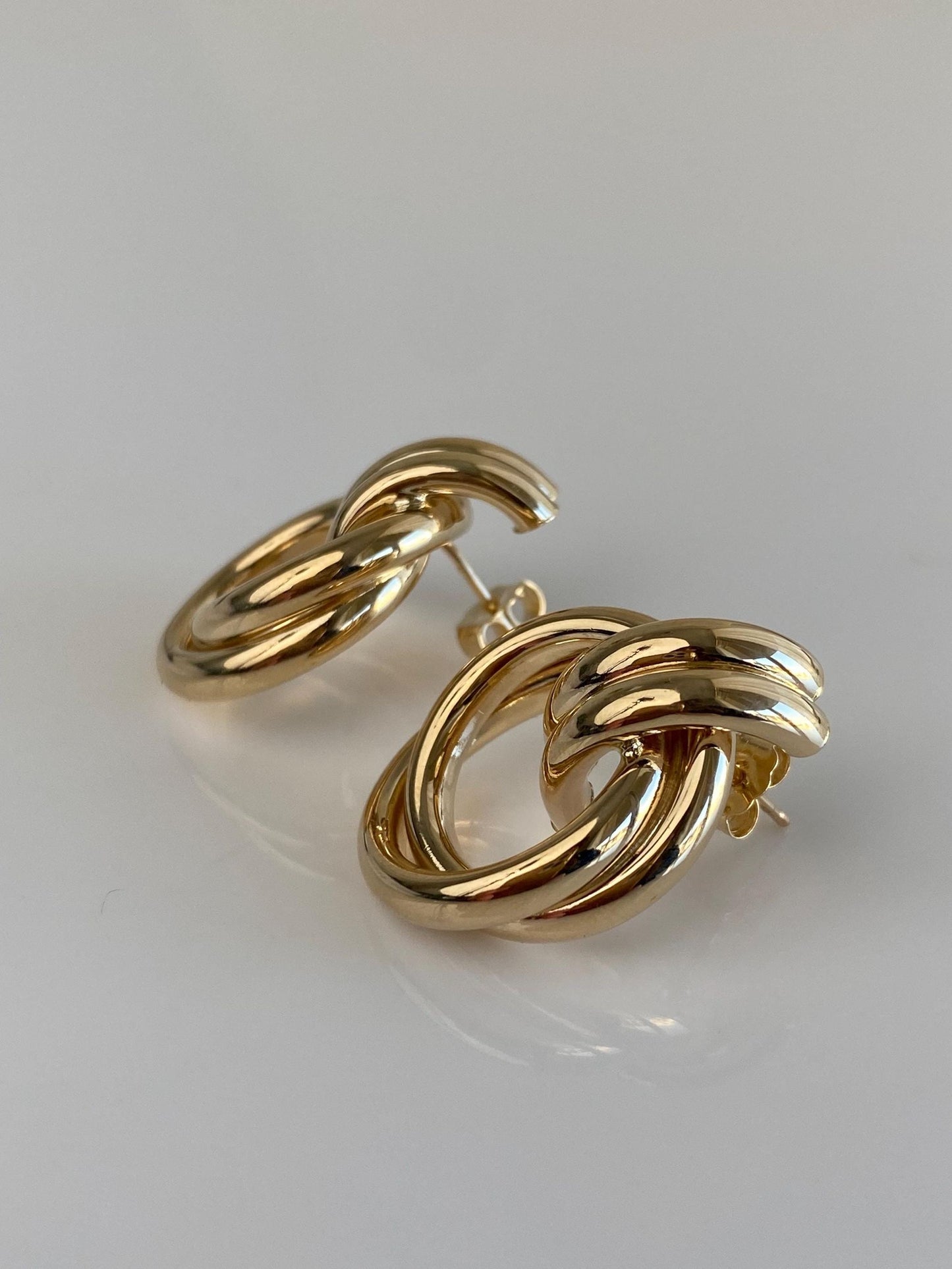 Vintage 14k Yellow Gold Layered Stud Earrings